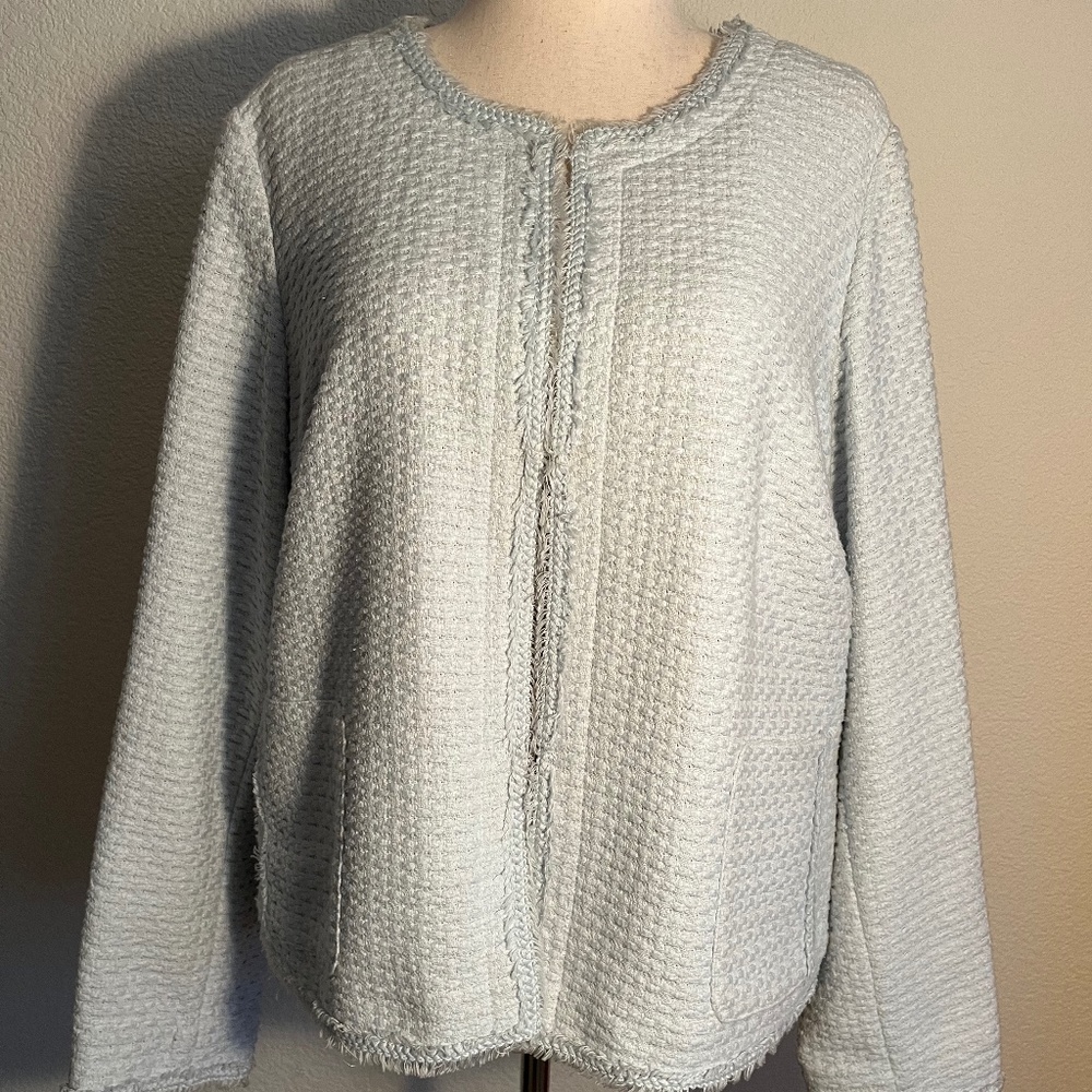 Marina Sport 100% Cotton Light Blue Knit Jacket with Elegant Details (EU27)